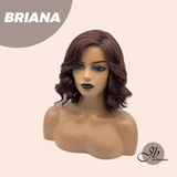 JBEXTENSION 13 Inches Dark Red Curly Women Fashion Full Machine Wig With Bangs BRIANA【PLUS PERMATEASE】【BENDY EAR TABS】