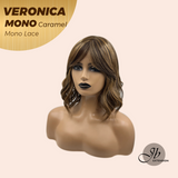 JBEXTENSION VERONICA MONO Monofilament Handmade Wig 6X5 Full Monofilament Hand Tied Top Wig 12 Inches Caramel Wave Mono Lace Wig With Anti-slip Silicone Strips Glueless Wig VERONICA MONO CARAMEL【BENDY EAR TABS】