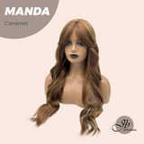 JBEXTENSION 26 Inches Long Caramel Body Wave With Bangs MANDA CARAMEL