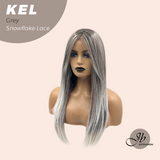 JBEXTENSION 22 Inches Grey Pre-Cut Snowflake Lace Frontlace Glueless Wig KEL GREY【PERMATEASE】【BENDY EAR TABS】