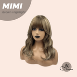 JBEXTENSION 18 Inches Brown with Highlight Body Wave With Bangs Wig MIMI BROWN HIGHLIGHT