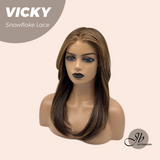 JBEXTENSION 20 Inches Caramel Pre-Cut Snowflake Lace Frontlace Glueless Wig VICKY【PERMATEASE】【BENDY EAR TABS】