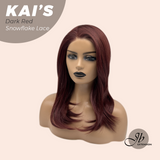 JBEXTENSION 18 Inches Dark Red Pre-Cut Snowflake Lace Frontlace Glueless Wig KAI'S DARK RED【PERMATEASE】【BENDY EAR TABS】