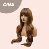 JBEXTENSION 26 Inches Dark Copper Curly Wig With Bangs GINA