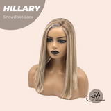 JBEXTENSION 16 Inches Blonde Straight Pre-Cut Side Part Snowflake Lace Frontlace Glueless Wig HILLARY SNOWFLAKE【BENDY EAR TABS】