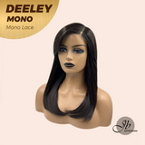 JBEXTENSION DEELEY MONO Full Monofilament Handmade Full Lace Full Hand Tied Wig 20 Inches Black Mono Lace Handmade Futura Fiber Wig Glueless Wig DEELEY MONO【BENDY EAR TABS】