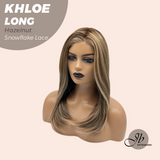 JBEXTENSION 18 Inches Hazelnut Blonde Highlight Pre-Cut Snowflake Lace Frontlace Glueless Wig KHLOE LONG HAZELNUT【PERMATEASE】【BENDY EAR TABS】