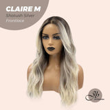 JBEXTENSION 22 Inches Body Wave Shatush Silver Pre-Cut Frontlace Glueless Wig CLAIRE M SILVER