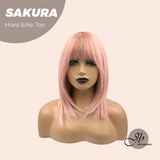 JBEXTENSION 16 Inches Scalpiana Pink Wolf Cut 3.5X4 Hard Silky Top Natural Scalp Effect Wig With Bangs SAKURA