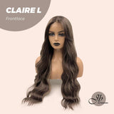 JBEXTENSION 26 Inches Body Wave Brown With Highlight Pre-Cut Frontlace Glueless Wig CLAIRE LACE L