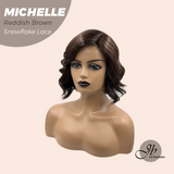 JBEXTENSION 10 Inches Reddish Brown Pre-Cut Side Part Snowflake Lace Frontlace Glueless Wig MICHELLE REDDISH BROWN【BENDY EAR TABS】