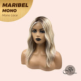 JBEXTENSION MARIBEL MONO Monofilament Handmade Wig 6X5 Full Monofilament Hand Tied Top Wig 16 Inches Blonde With Dark Root Wave Mono Lace Wig With Anti-slip Silicone Strips Glueless Wig Maribel Mono【BENDY EAR TABS】