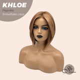 JBEXTENSION 12 Inches Bob Cut Paprika Pre-Cut Snowflake Lace Frontlace Glueless Wig KHLOE PAPRIKA【PERMATEASE】【BENDY EAR TABS】- M/L
