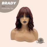 JBEXTENSION 12 Inches Scalpiana Wave Red 3.5X4 Hard Silky Top Natural Scalp Effect Wig with Bang BRADY RED