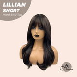 JBEXTENSION 22 Inches Scalpiana Tea Black Darkest Brown Curly 3.5X4 Hard Silky Top Natural Scalp Effect Wig LILLIAN SILKY TOP SHORT