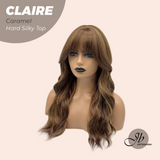 JBEXTENSION 22 Inches Scalpiana Caramel 3.5X4 Hard Silky Top Natural Scalp Effect Women Wig With Bangs CLAIRE SILKY TOP CARAMEL