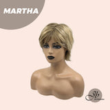 JBEXTENSION Pixie Cut Champagne Half Real Human Hair Half Futura Fiber Fashion Wig MARTHA