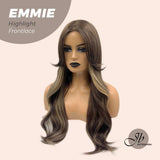 Nichole's Selection - 26 Inches Curly Women Brown With Highlight Wig Pre-Cut Frontlace Glueless Wig EMMIE HIGHLIGHT