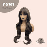 JBEXTENSION 30 Inches Long Cold Brown Wig With Bangs YUMI BROWN