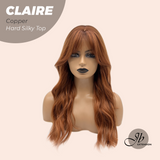 JBEXTENSION 22 Inches Scalpiana Copper 3.5X4 Hard Silky Top Natural Scalp Effect Women Wig With Bangs CLAIRE SILKY TOP COPPER