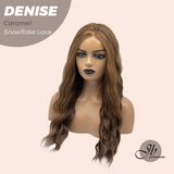 JBEXTENSION 24 Inches Caramel Wave Pre-Cut Snowflake Lace Frontlace Glueless Wig DENISE CARAMEL【PERMATEASE】【BENDY EAR TABS】