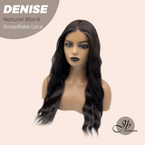JBEXTENSION 24 Inches Natural Black Wave Pre-Cut Snowflake Lace Frontlace Glueless Wig DENISE NATURAL BLACK【PERMATEASE】【BENDY EAR TABS】