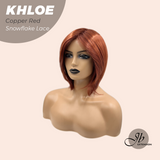 JBEXTENSION 12 Inches Bob Cut Copper Red Pre-Cut Snowflake Lace Frontlace Glueless Wig KHLOE COPPER RED【PERMATEASE】【BENDY EAR TABS】