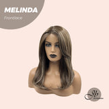 Nichole's Selection - 18 Inches Brown With Highlight Pre-Cut Frontlace Glueless Side Part Wig MELINDA
