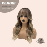 JBEXTENSION 22 Inches Scalpiana Mix Blonde 3.5X4 Hard Silky Top Natural Scalp Effect Women Wig With Bangs CLAIRE SILKY TOP MIX BLONDE
