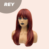 JBEXTENSION 22 Inches Wolf Cut Red Wig With Bangs REY