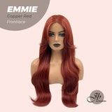 JBEXTENSION Peluca rizada de 26 pulgadas para mujer, color rojo cobrizo, peluca frontal precortada, EMMIE COPPER RED