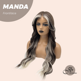 JBEXTENSION 26 Inches Wave Brown with Grey Highlight Pre-Cut Frontlace Glueless Wig MANDA LACE
