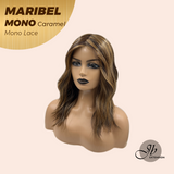 JBEXTENSION MARIBEL MONO Monofilament Handmade Wig 6X5 Full Monofilament Hand Tied Top Wig 16 Inches Caramel Wave Mono Lace Wig With Anti-slip Silicone Strips Glueless Wig MARIBEL MONO CARAMEL【BENDY EAR TABS】