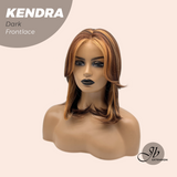 JBEXTENSION 16 Inches Dark Auburn Highlight Pre-Cut Frontlace Glueless Wig KENDRA DARK