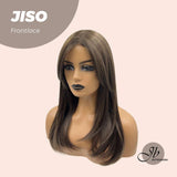 JBEXTENSION 20 Inches Nature Brown Pre-Cut Frontlace Glueless Wig With Bangs JISO