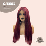 JBEXTENSION 24 Inches Red Straight Pre-Cut Frontlace Wig GISSEL RED