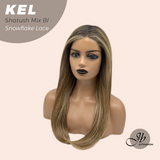 JBEXTENSION 22 Inches Shatush Mix Blonde Pre-Cut Snowflake Lace Frontlace Glueless Wig KEL SHATUSH MIX BLONDE【PERMATEASE】【BENDY EAR TABS】