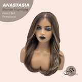 JBEXTENSION 20 Inches Blonde Highlight Curly Pre-Cut 13X3 Lace Free Part Frontlace Glueless Wig ANASTASIA BLONDE HIGHLIGHT