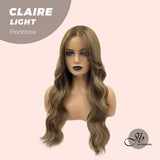 JBEXTENSION 24 Inches Body Wave Light Brown With Highlight Pre-Cut Frontlace Glueless Wig CLAIRE LIGHT