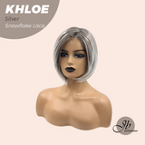 JBEXTENSION 12 Inches Bob Cut Silver Pre-Cut Snowflake Lace Frontlace Glueless Wig KHLOE SILVER【PERMATEASE】【BENDY EAR TABS】- M/L