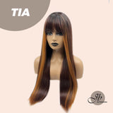 JBEXTENSION 26 Inches Red Brown With Copper Highlight Straight Wig With Bangs TIA