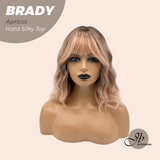 JBEXTENSION 12 Inches Scalpiana Wave Apricot 3.5X4 Hard Silky Top Natural Scalp Effect Wig with Bang BRADY APRICOT