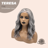 JBEXTENSION 18 Inches Grey Pre-Cut Snowflake Lace Frontlace Glueless Wig TERESA GREY【PERMATEASE】【BENDY EAR TABS】