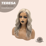 JBEXTENSION 18 Inches Cream Blonde Pre-Cut Snowflake Lace Frontlace Glueless Wig TERESA CREAM BLONDE【PERMATEASE】【BENDY EAR TABS】
