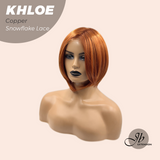 HOT OF SEASON - 12 Inches Bob Cut Copper Pre-Cut Snowflake Lace Frontlace Glueless Wig KHLOE COPPER【PERMATEASE】【BENDY EAR TABS】