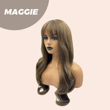 JBEXTENSION 26 Inches Light Brown Curly Wig With Bangs MAGGIE