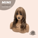 JBEXTENSION 16 Inches Scalpiana 3.5X4 Hard Silky Top Natural Scalp Effect Light Brown Body Wave Wig With Bangs Wig MIMI SILK TOP LIGHT BROWN