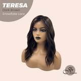 JBEXTENSION 18 Inches Dark Brown Pre-Cut Snowflake Lace Frontlace Glueless Wig TERESA【PERMATEASE】【BENDY EAR TABS】-S/M
