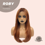 JBEXTENSION 22 Inches Copper Medium Length Women Pre-Cut Frontlace Glueless Wig ROBY COPPER