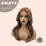 JBEXTENSION 20 Inches Copper Pre-Cut Snowflake Lace Frontlace Glueless Wig KACEY S COPPER【PERMATEASE】【BENDY EAR TABS】- M/L